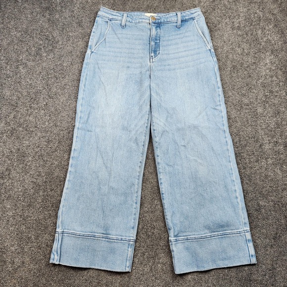 KanCan Denim - KanCan Wide Leg Jeans Womens 11/29 Light Wash Blue High Rise Crop Stretch Denim